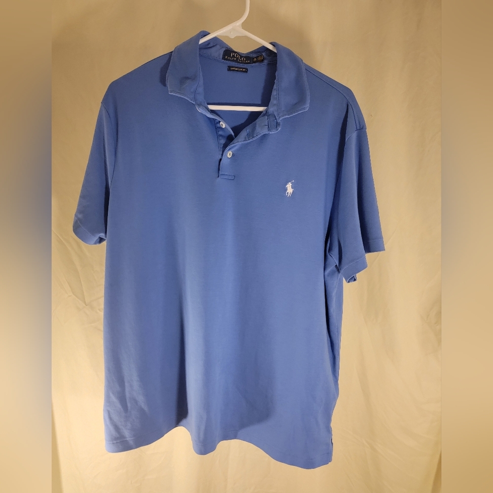 POLO Ralph Lauren Faded Royal Blue Heather Mens Blue Label Customer‎ Slim Fit XL